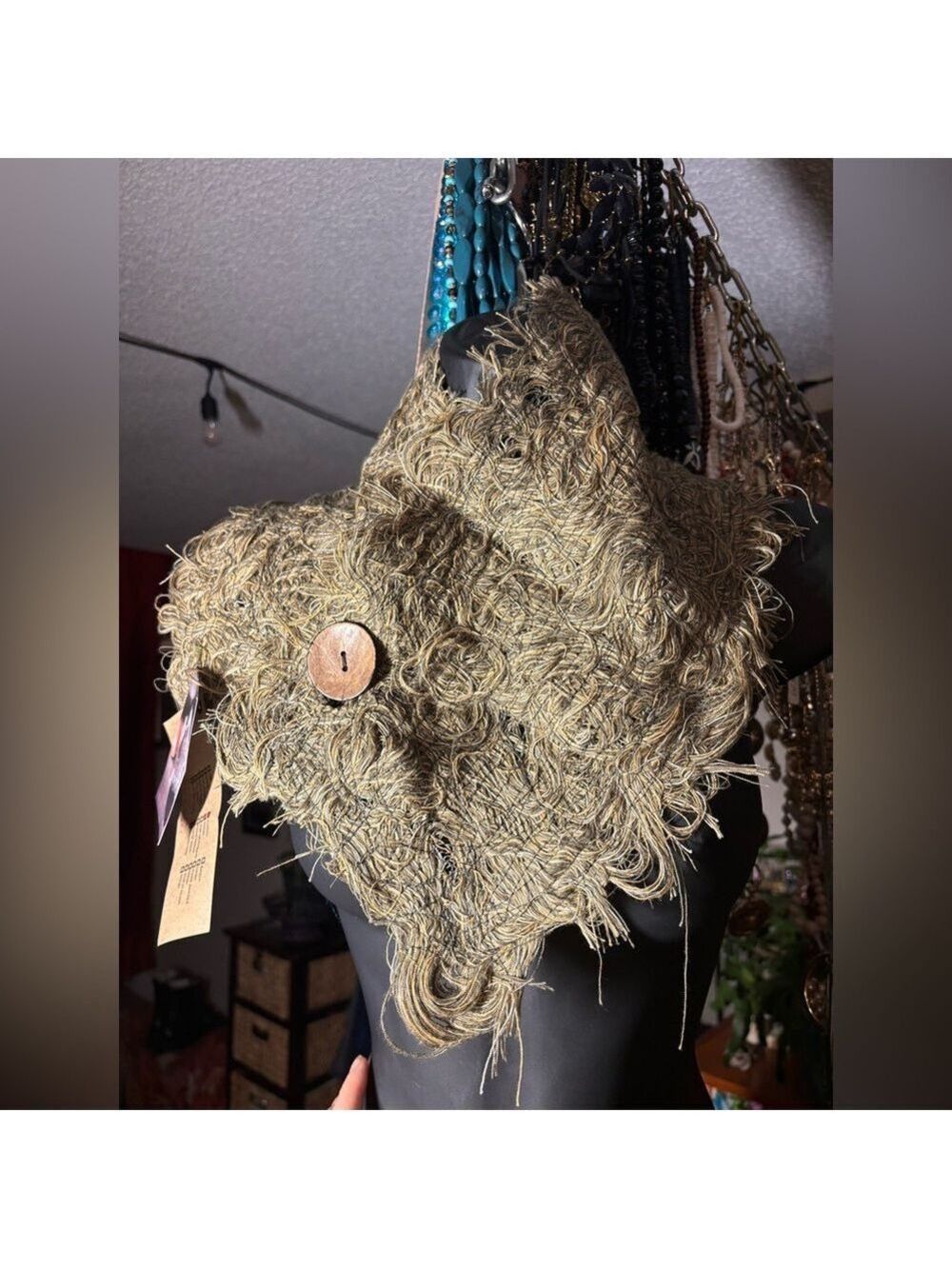 Artisan Handwoven Textured Green Shawl • Crafthouse NWT • Sculptural Threads Art